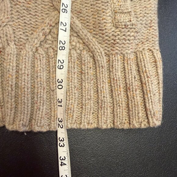 Pendleton Cable Knit Lambs Wool Hooded Sweater Jacket Zip Front Oatmeal Size LRG - Picture 8 of 12